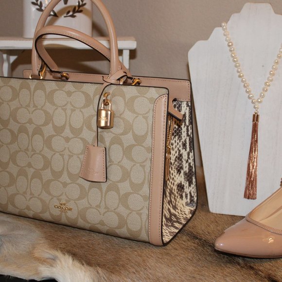 Coach Bags Coach Signature Snakeskin Zoe Satchel Poshmark